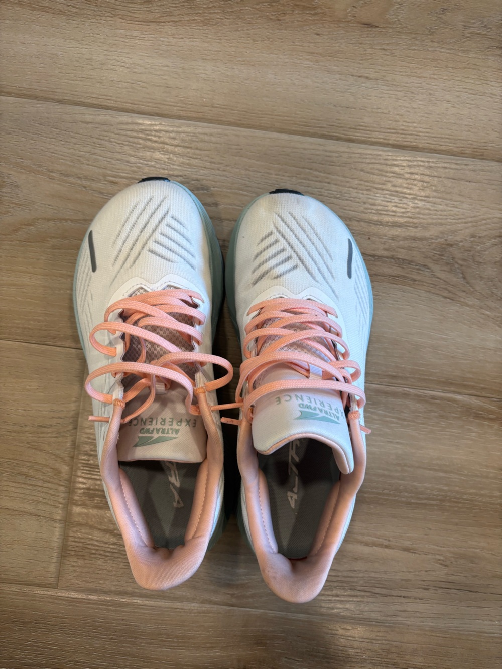Women's White and Light Pink Athletic Running Shoes